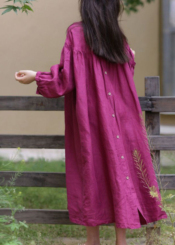 Loose Rose O-neck Patchwork Wrinkled Maxi Dresses Spring Gh1082