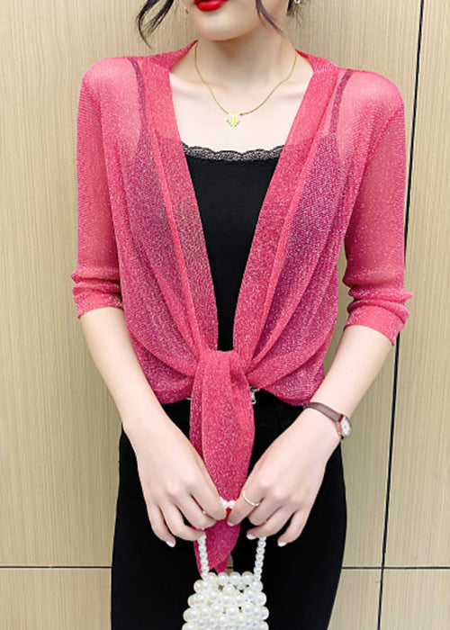 Loose Rose Lace Up Tulle Cardigan Half Sleeve As1022