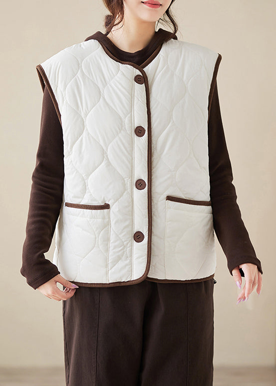 Loose White Button Wear on Both Sides Teddy Faux Fur Waistcoat Sleeveless Er002