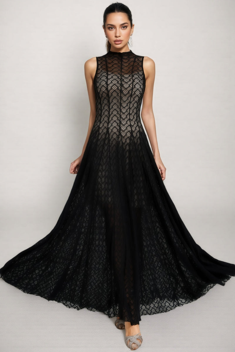 Hutt Black Lace Sleeveless Maxi Dress