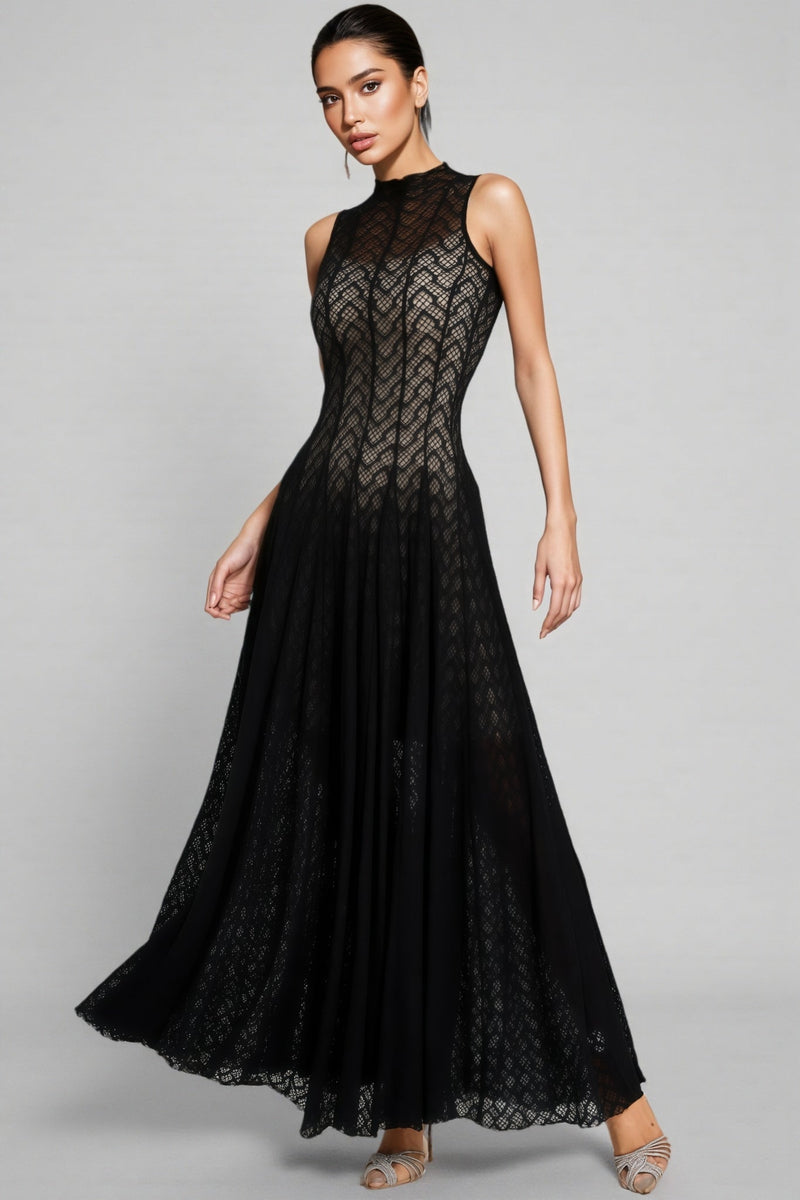 Hutt Black Lace Sleeveless Maxi Dress