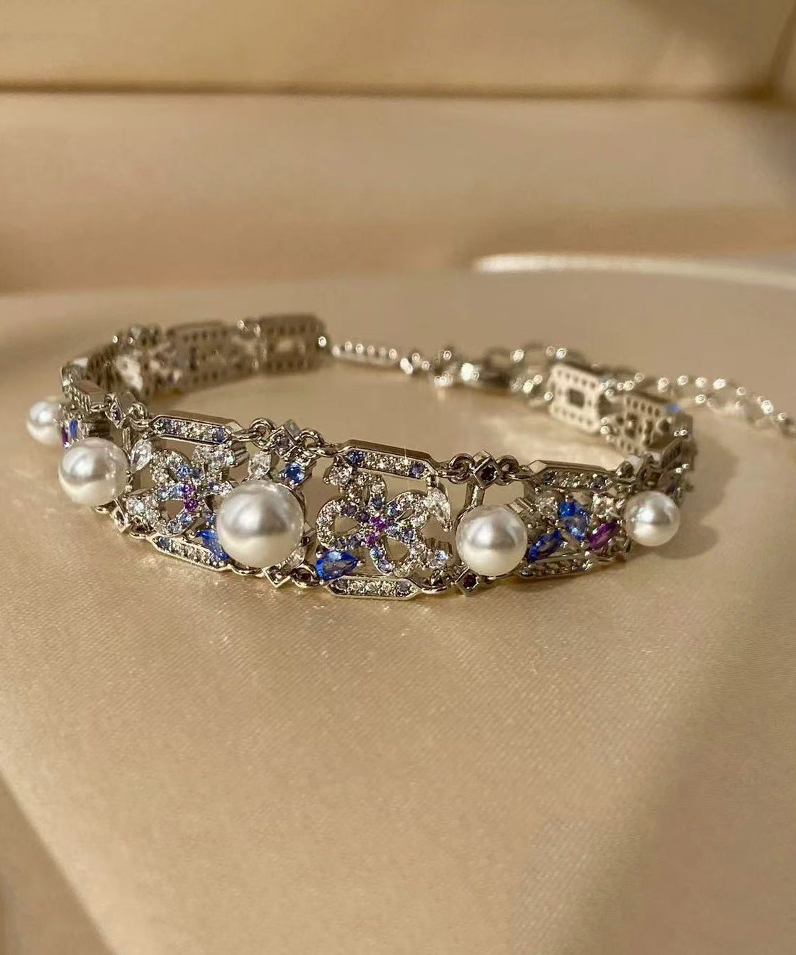 Pearl Zircon Sapphire Bracelet