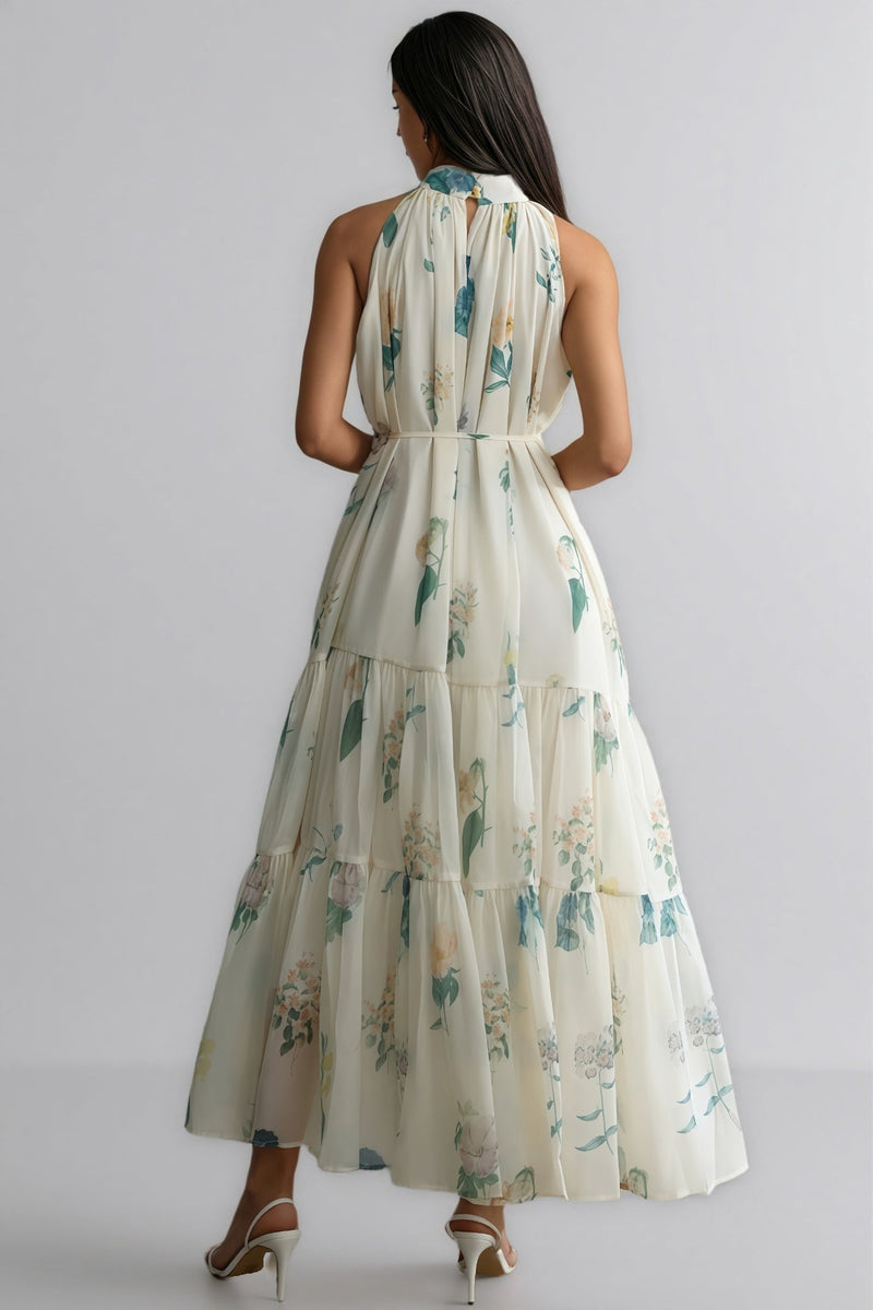 Mikin Print Halter Maxi Dress
