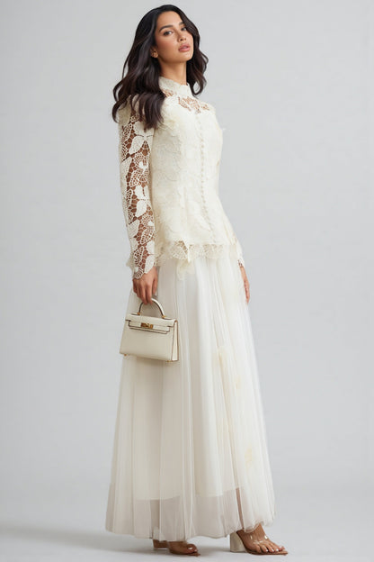 Inina Butterfly Embroidered Lace Maxi Dress Set