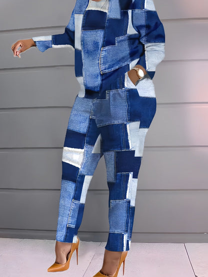 Plaid Print Pocket Design Pants Set Bo2124