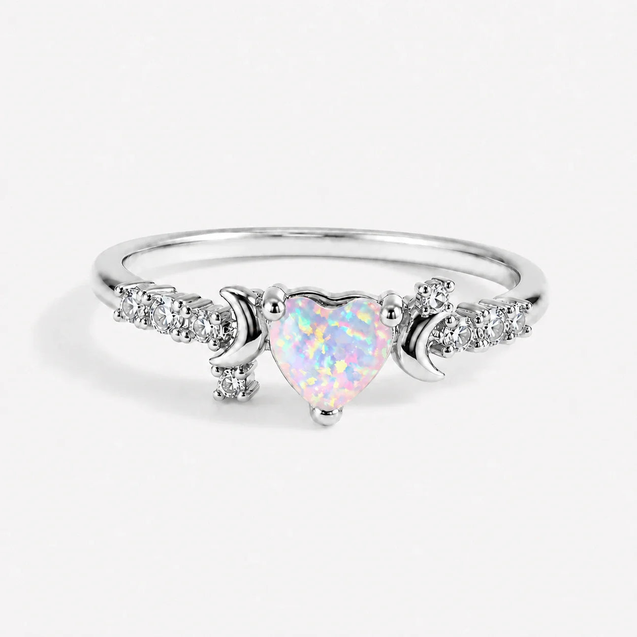 Moon Goddess Embrace Opal Heart Ring