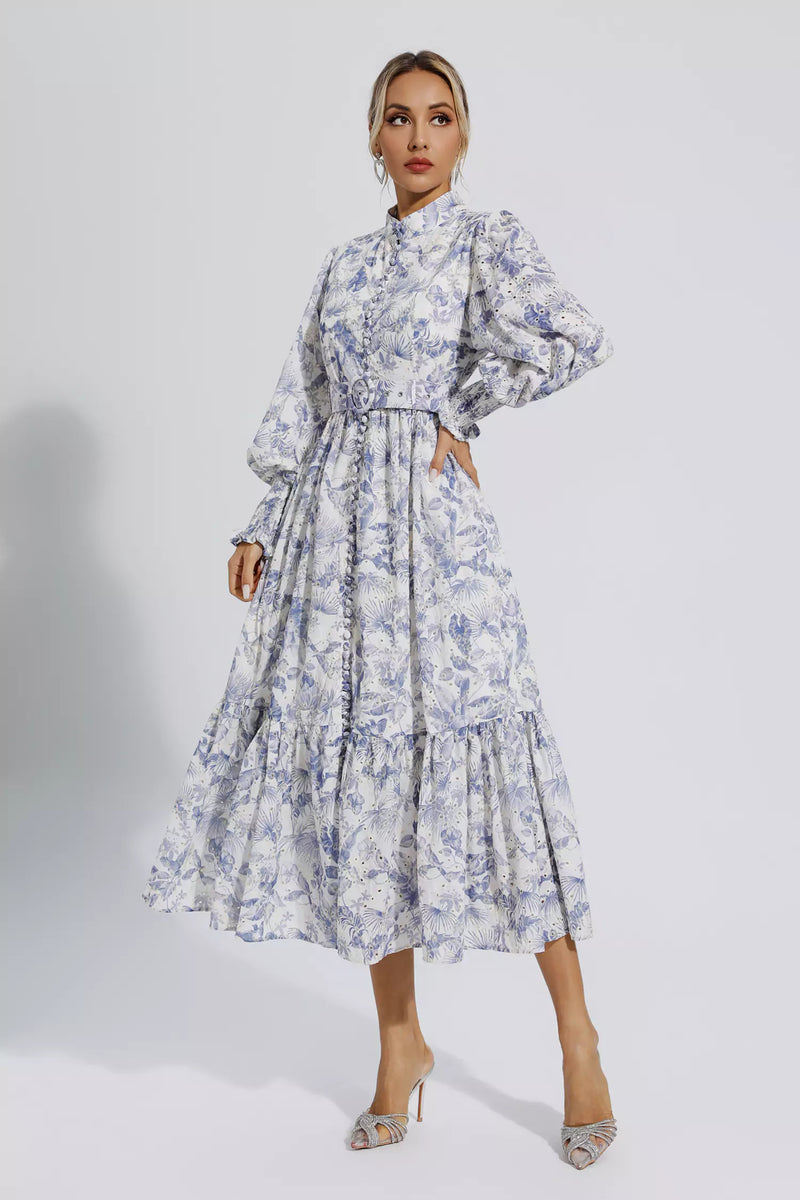 Madilynn Blue Long Sleeve Maxi Dress