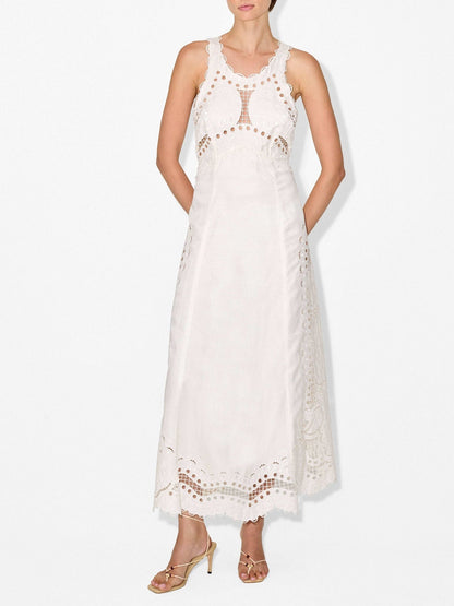 Cut-out Embroidery Maxi Dress