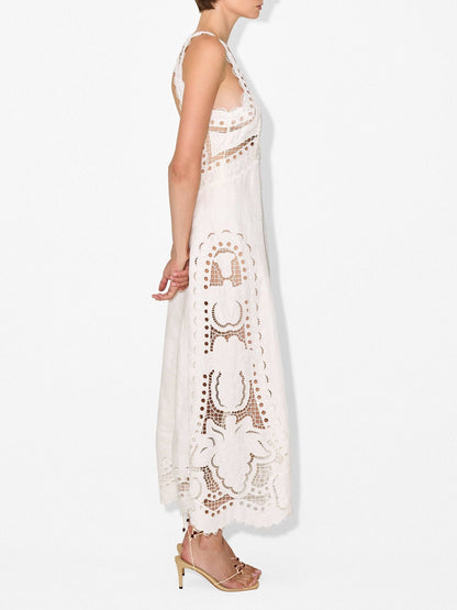 Cut-out Embroidery Maxi Dress