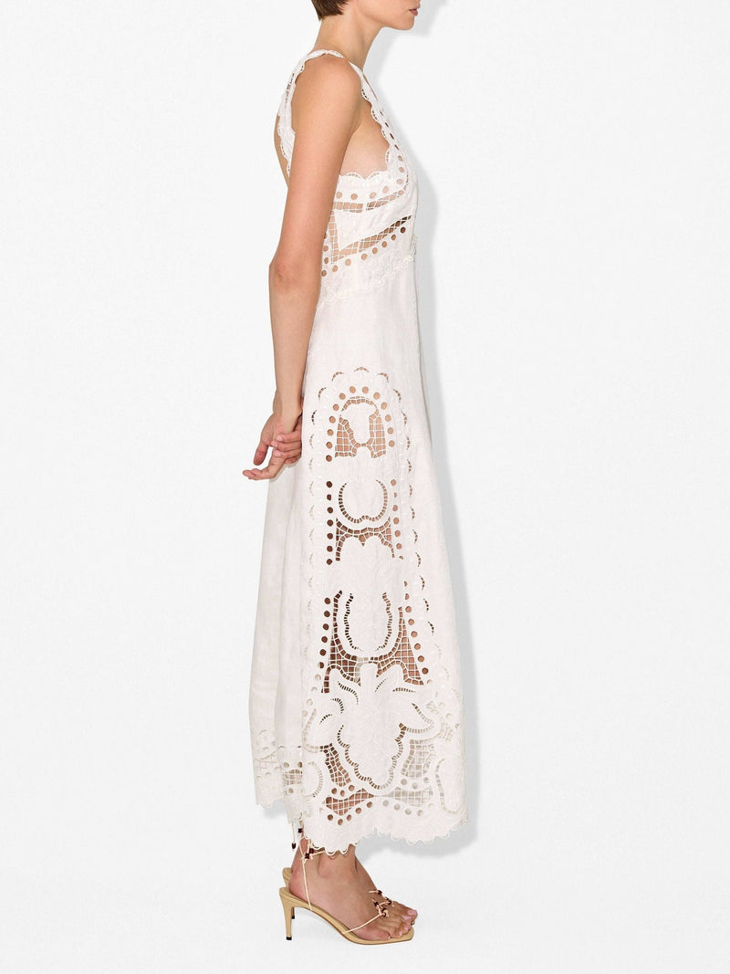 Cut-out Embroidery Maxi Dress