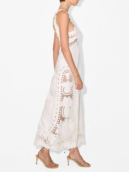 Cut-out Embroidery Maxi Dress