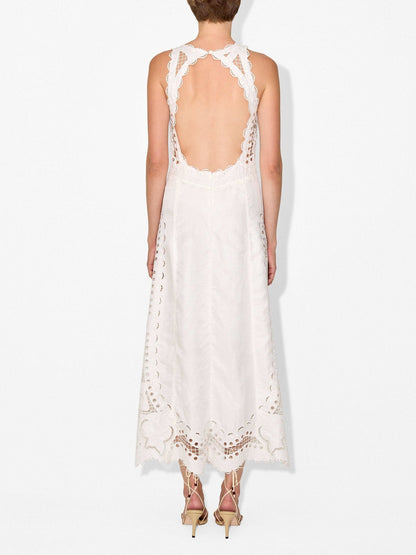 Cut-out Embroidery Maxi Dress