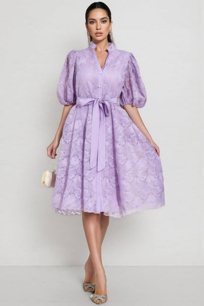 Melanie Purple Lace Midi Dress