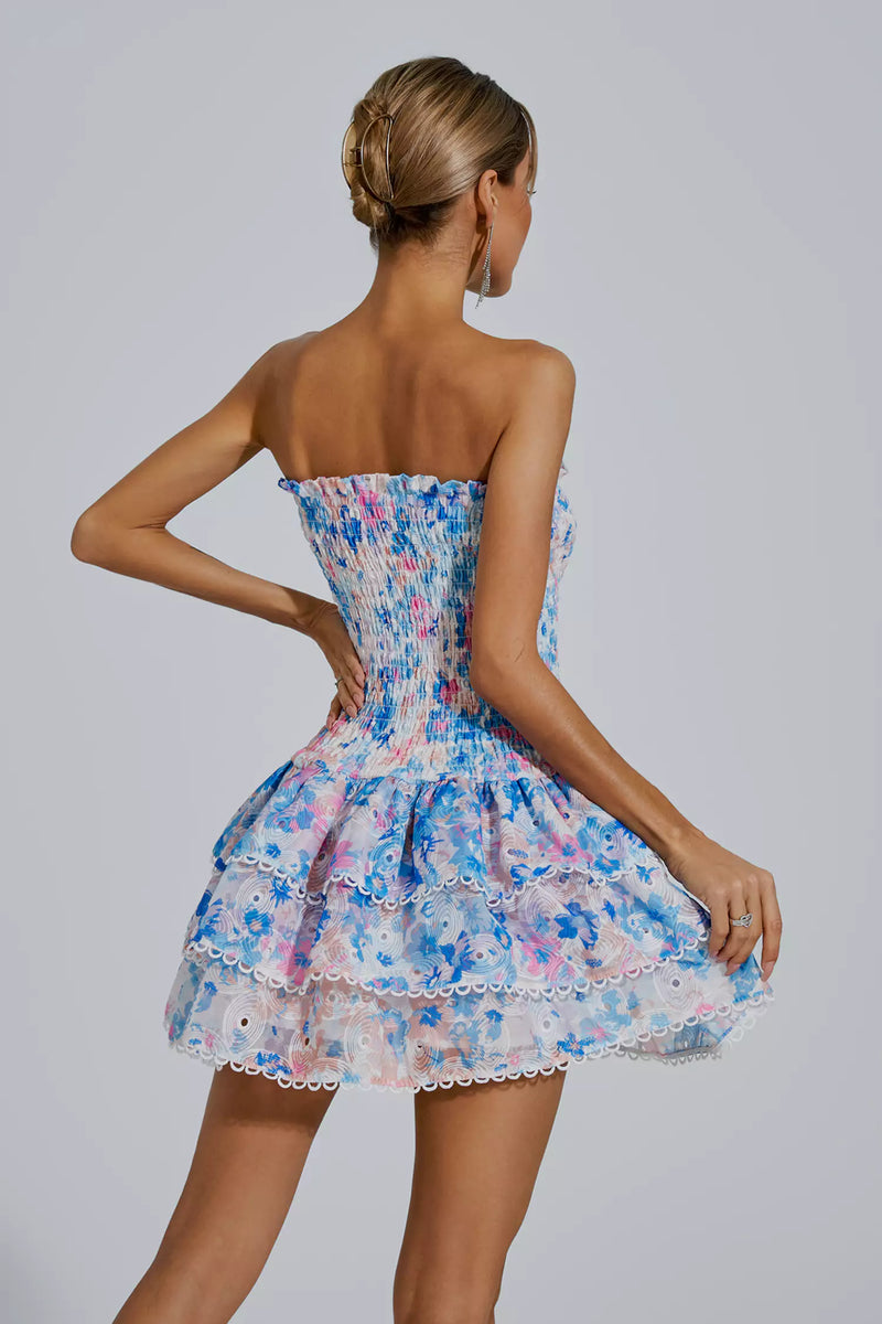 Mercy Blue Ruched Mini Dress