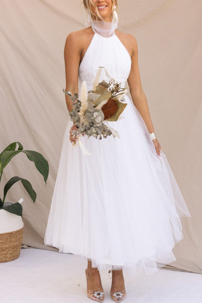 Mesh Halter Neck High Waist Maxi Dress