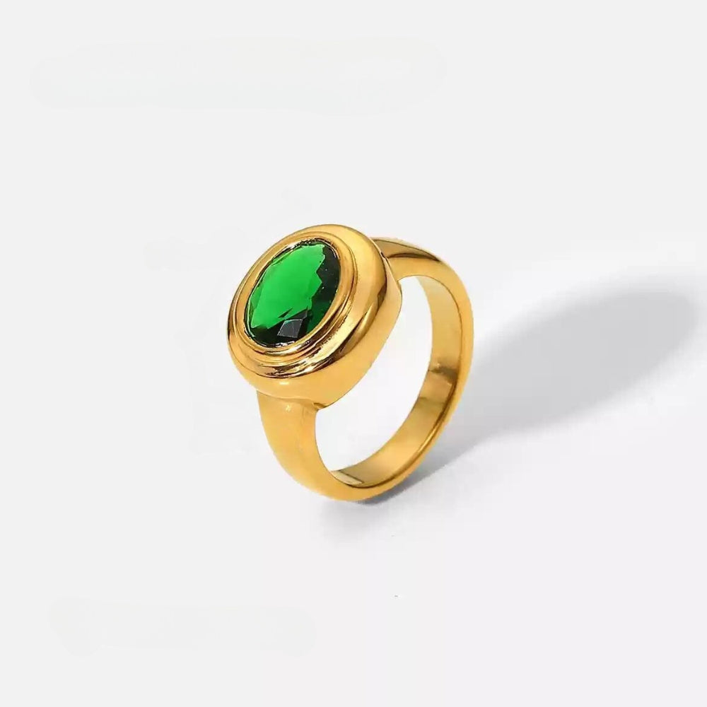 18k Gold Pleated Zircon Ring