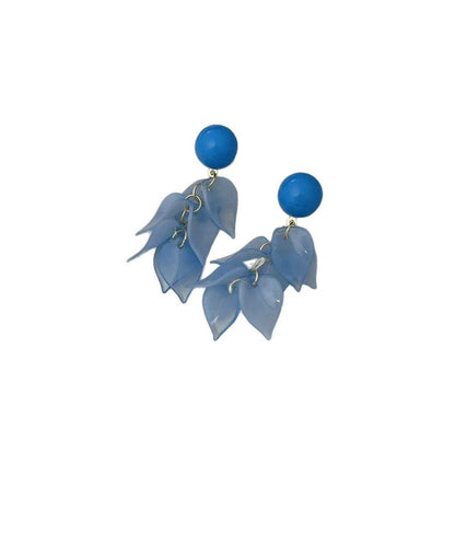 Modern Blue Alloy Plastic Petal Tassel Drop Earrings