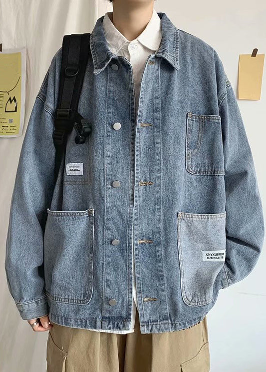 Blue Peter Denim Pan Coats Collar Spring Pockets Modern