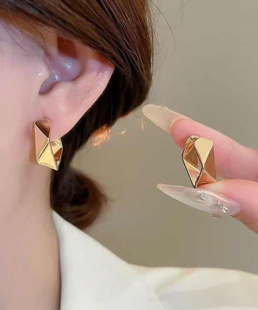 Modern Gold Asymmetric Geometric Alloy Stud Earrings