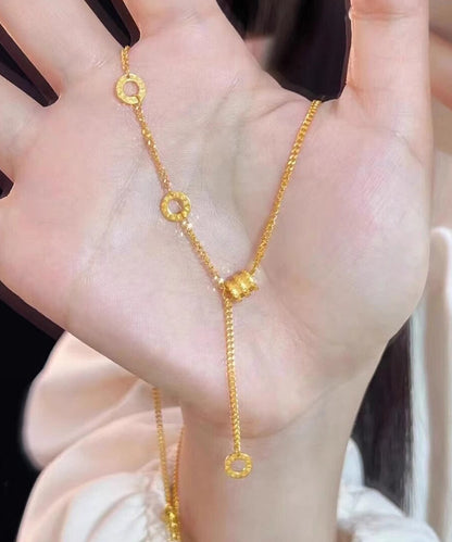 Modern Gold Stainless Steel Overgild Tasselpendant Necklace