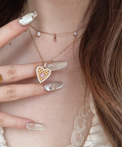 Modern Gold Sterling Silver Overgild Zircon Wire Drawing Love Ear of Wheat Pendant Necklace Qi074