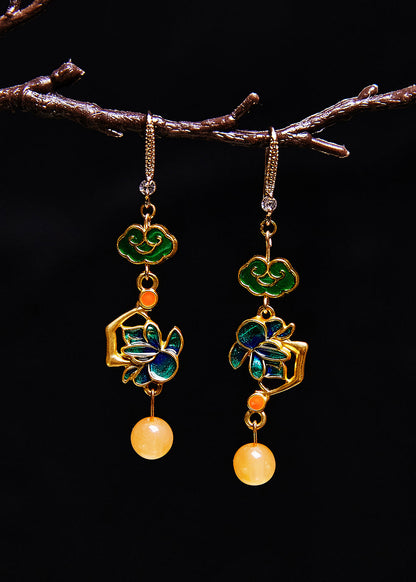 Modern Green Gilding Fine Beeswax Drop Earrings