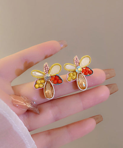 Modern Rainbow Alloy Acrylic Crystal Stud Earrings