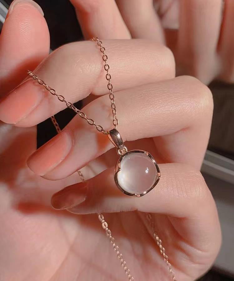 Modern Rose Sterling Silver Crystal Pendant Necklace Et038
