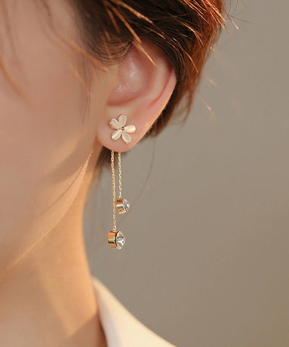 Modern White Alloy Opal Tassel Drop Earrings