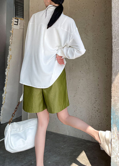 Modern White Peter Pan Collar Print Cotton Blouses Spring Ly0762
