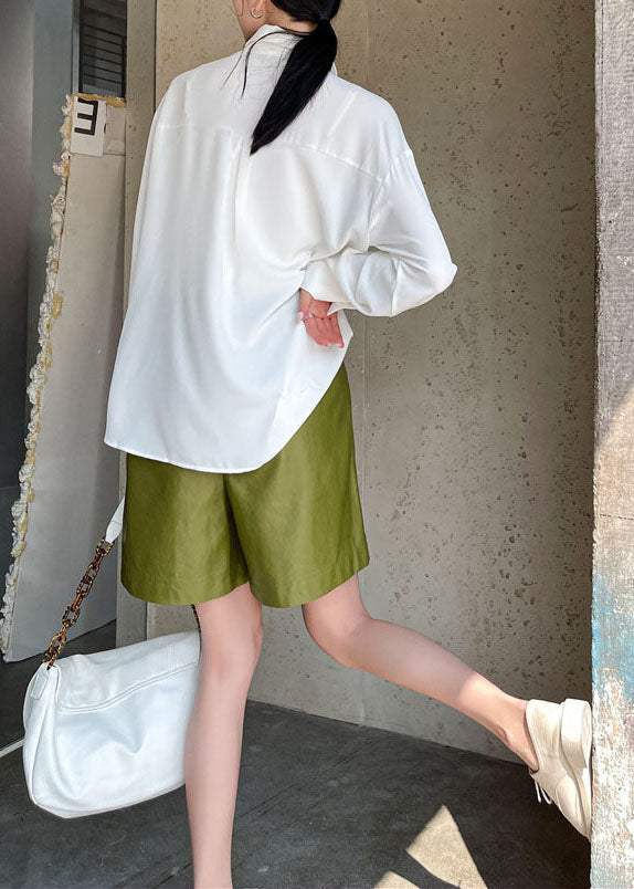 Modern White Peter Pan Collar Print Cotton Blouses Spring Ly0762