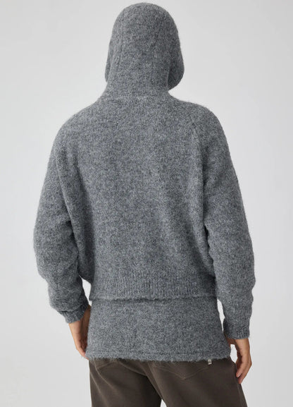 Hooded Button Mohair Cardigan