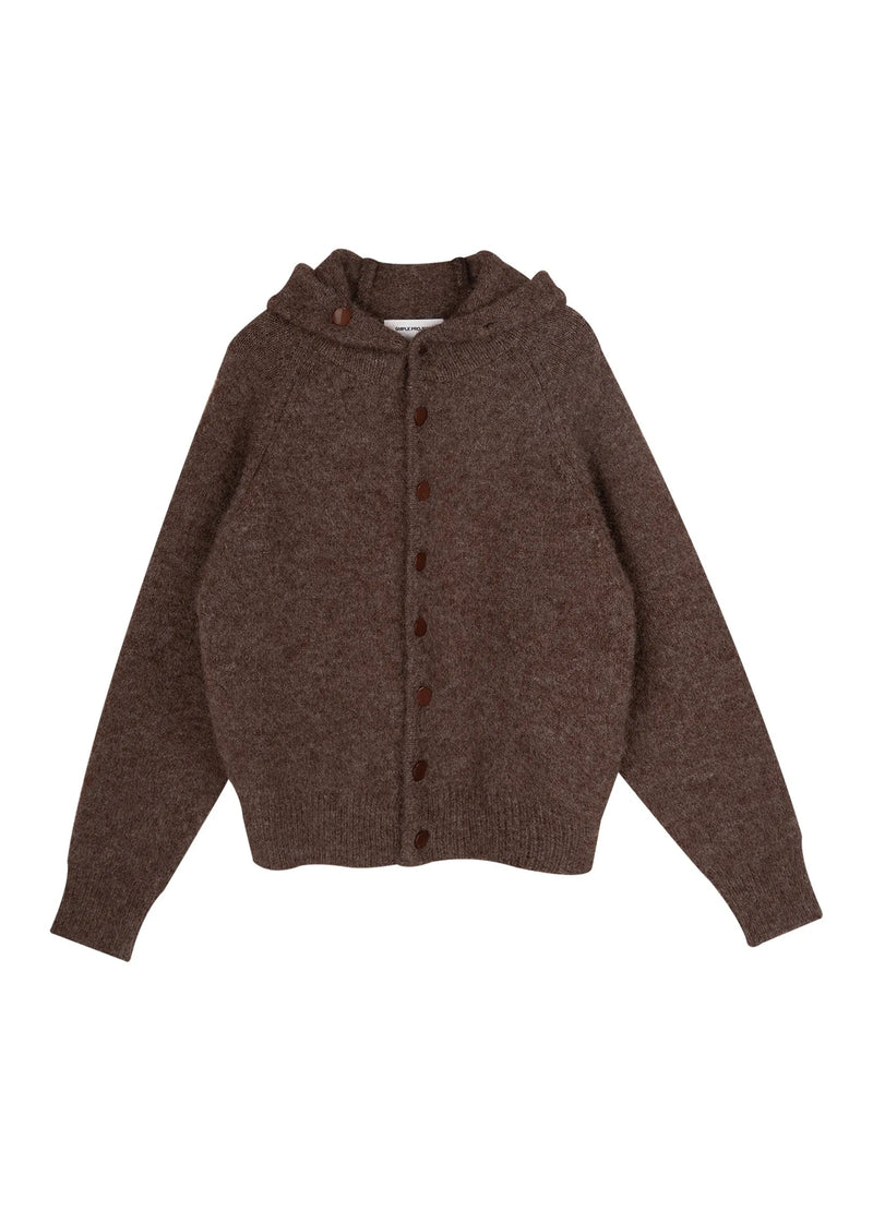 Hooded Button Mohair Cardigan