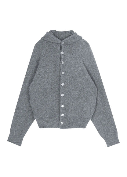 Hooded Button Mohair Cardigan