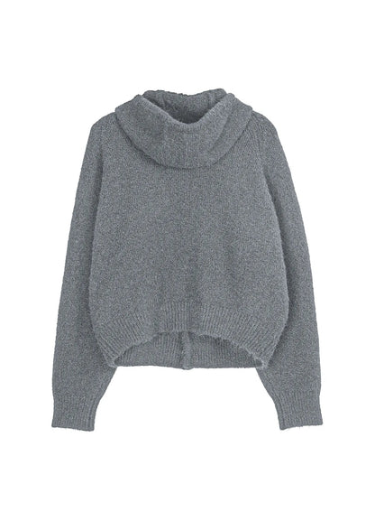 Hooded Button Mohair Cardigan