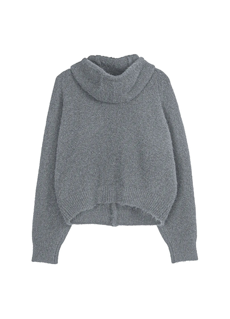 Hooded Button Mohair Cardigan