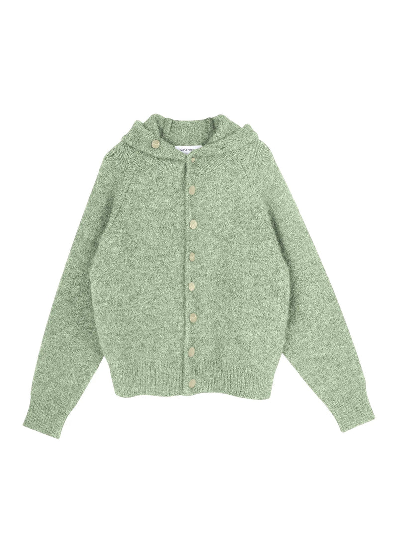 Hooded Button Mohair Cardigan