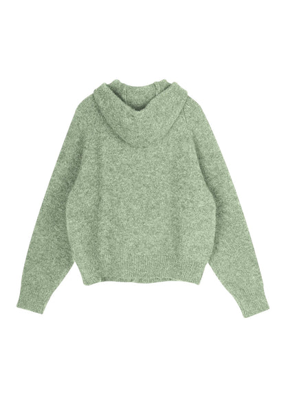 Hooded Button Mohair Cardigan