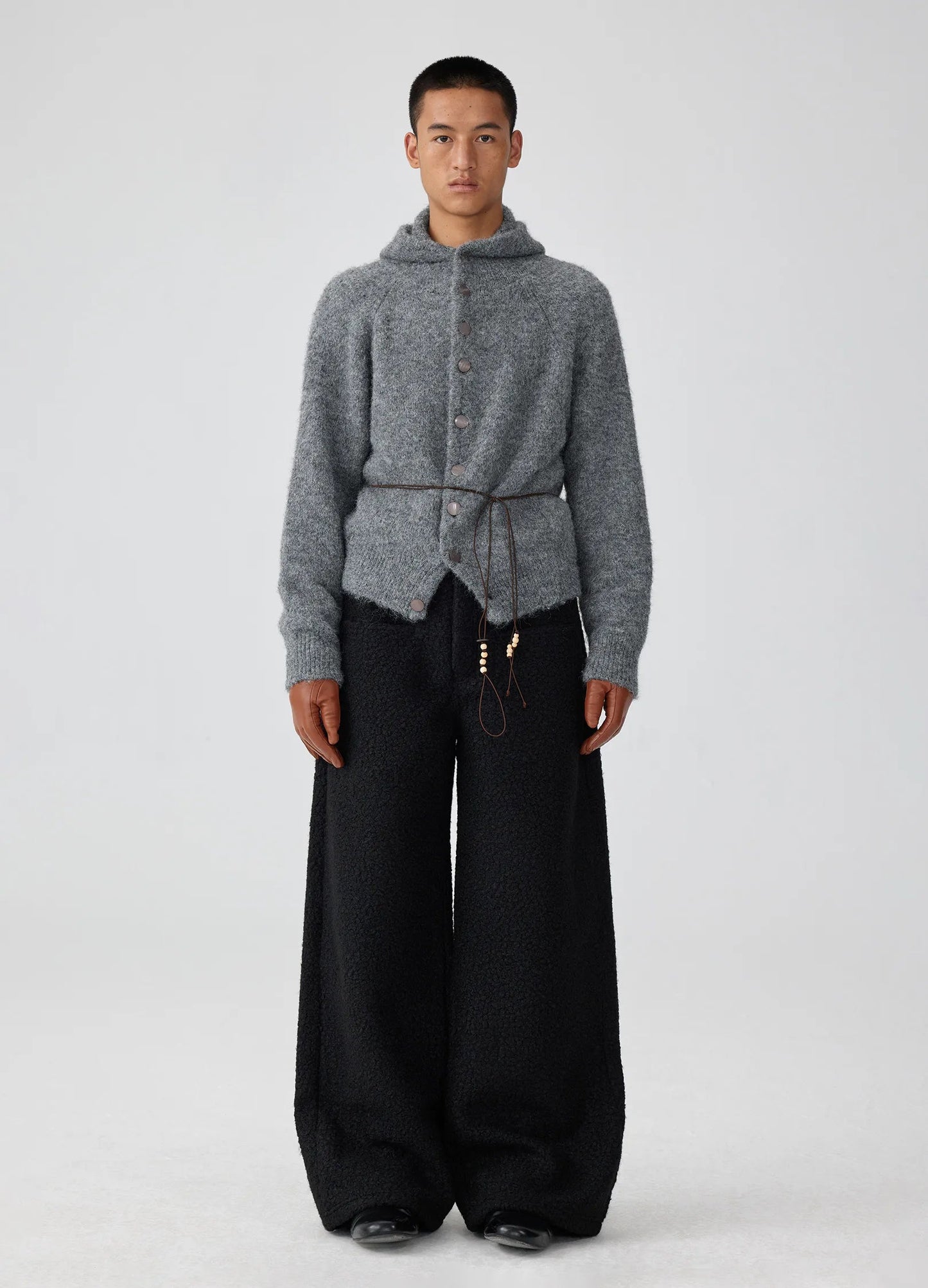 Hooded Button Mohair Cardigan