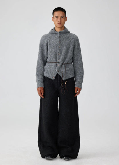 Hooded Button Mohair Cardigan