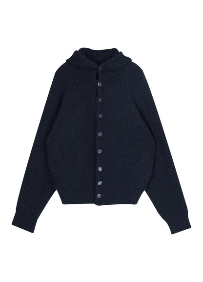 Hooded Button Mohair Cardigan
