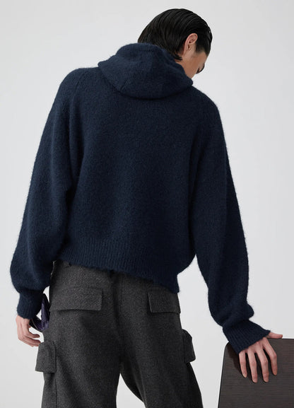 Hooded Button Mohair Cardigan
