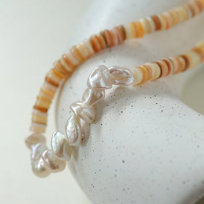 Multicolored Shell Panel Baroque Pearl Necklace
