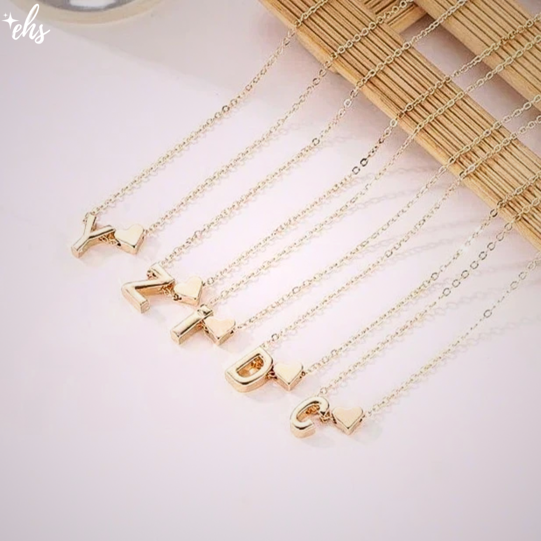 Dainty Heart Initial Necklace