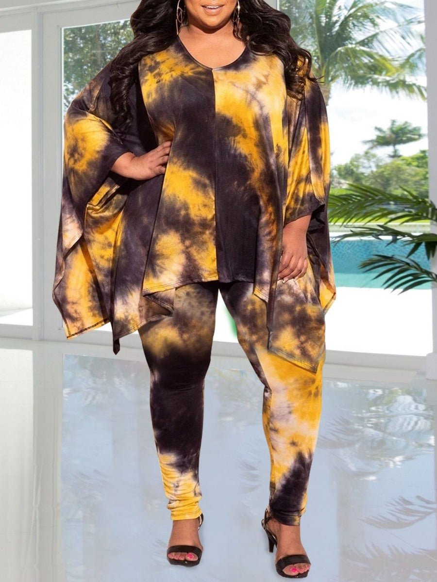 Batwing Sleeve Leopard Print Pants Set At8011