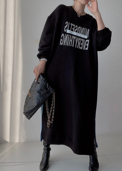 Natural Black Oversized Patchwork Denim Long Dresses Spring Tz018