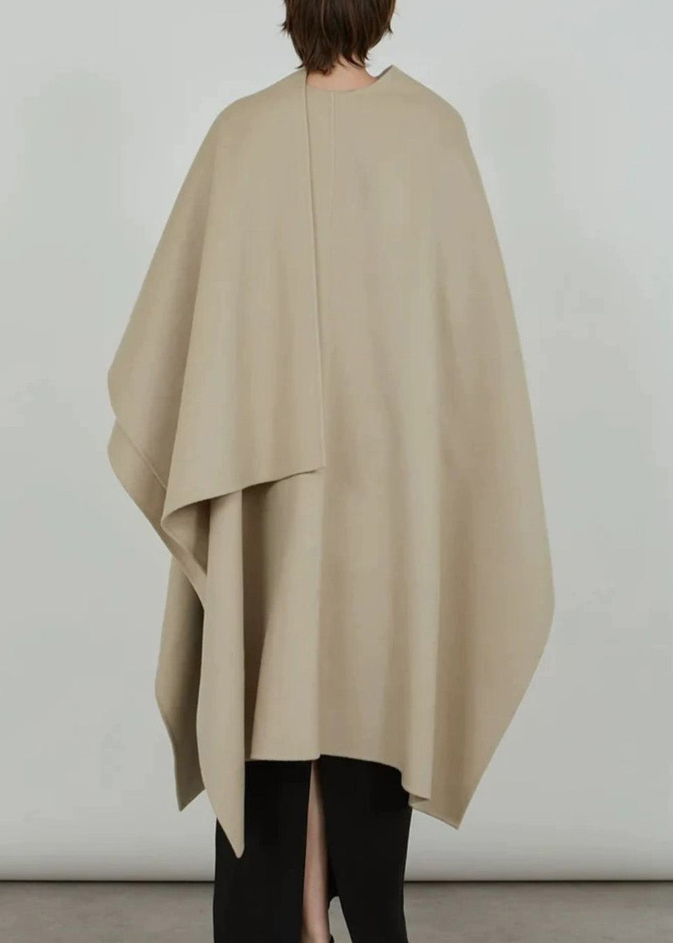 Natural Light Khaki V Neck Asymmetrical Woolen Cardigans Winter Rp025