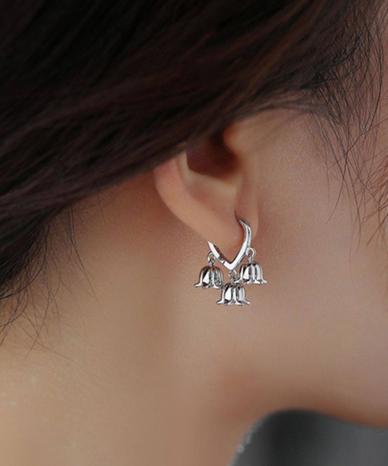 New 925 Silver Tulip Flower Ear Buckle