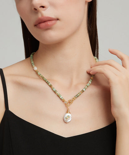 New Baroque Pearl Shell Pendant Necklace