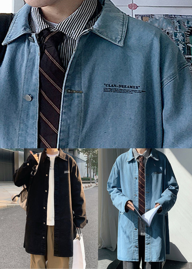 New Blue Peter Pan Collar Button Denim Coat Spring Yq012